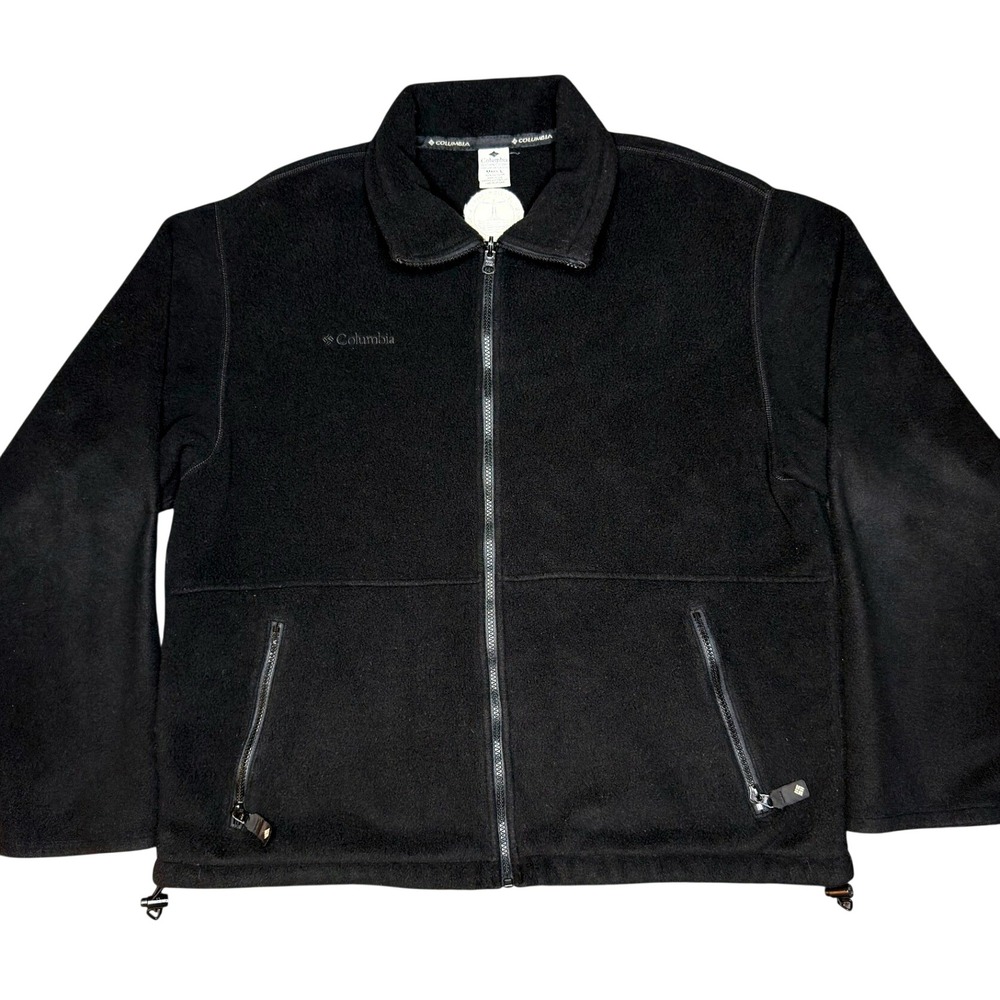 Vintage 90s Columbia Fleece Jacket Mens Large Black Full Zip Made in USA
